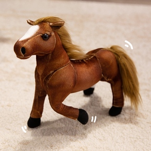 仿真马公仔毛绒玩具白龙马黑马玩偶摆件可爱小白马布娃娃礼物男孩