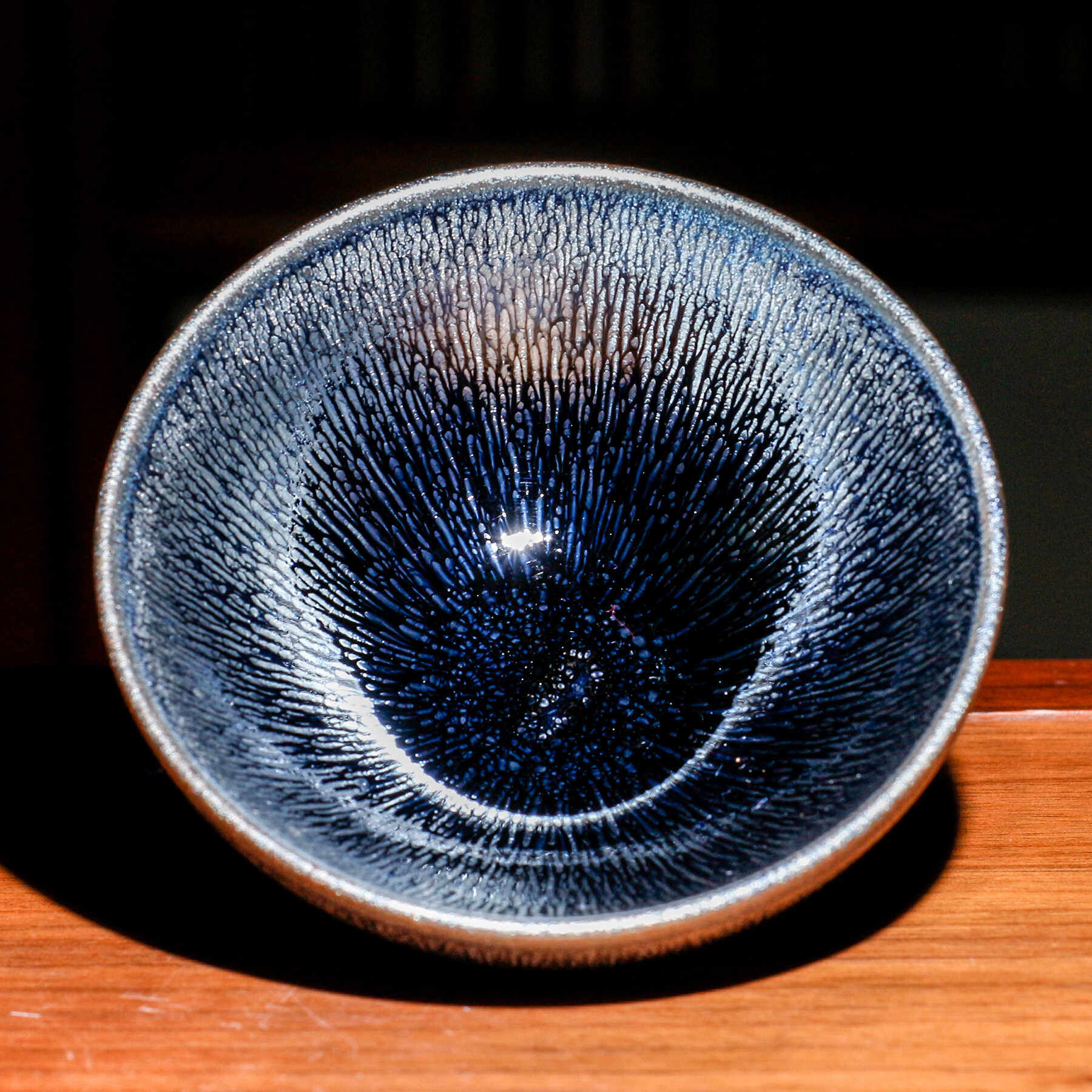 建盏纯手工银毫平口主人杯茶杯茶盏电烧原矿铁胎建阳茶盏陶瓷茶具