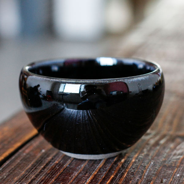 建阳建盏黑釉手工钵型主人杯原矿釉茶杯主人杯陶瓷柴烧龙窑铁胎盏