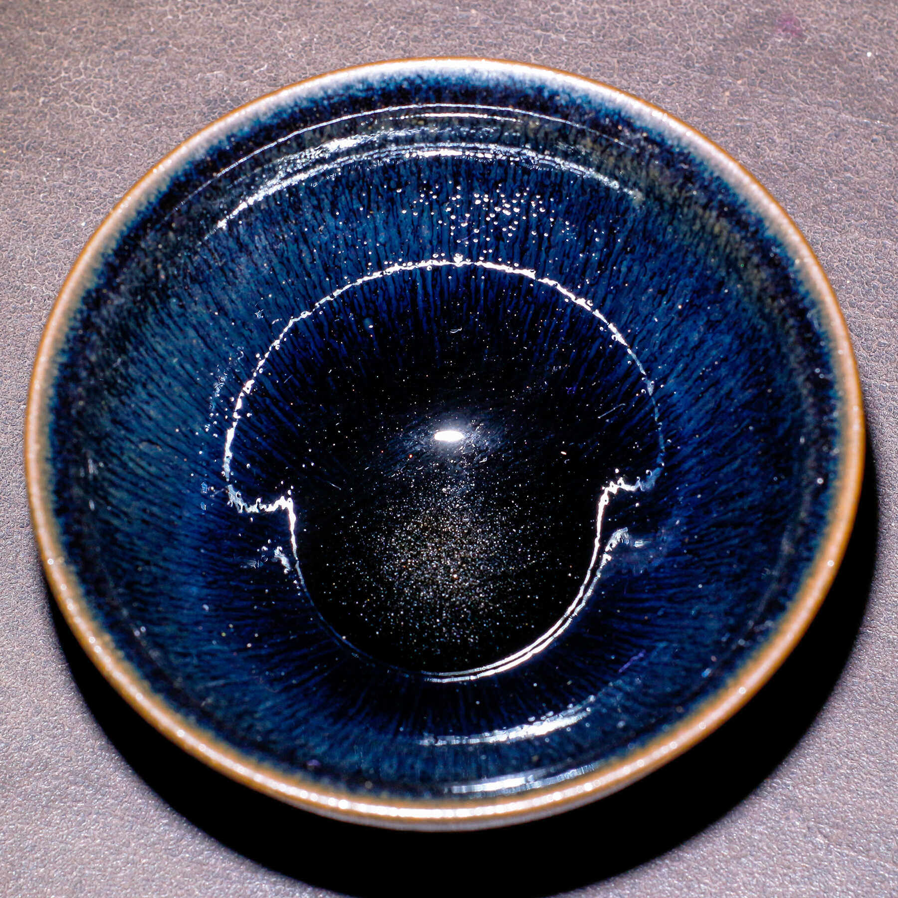 五里亭龙窑柴烧银毫星空油滴建盏茶杯主人茶杯高档单杯黑釉蓝束口