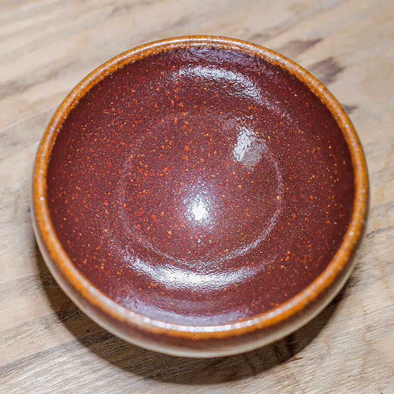 远山龙窑柴烧牛血红建盏红油滴柴烧陶瓷茶具杯子单杯品茗杯纯手工