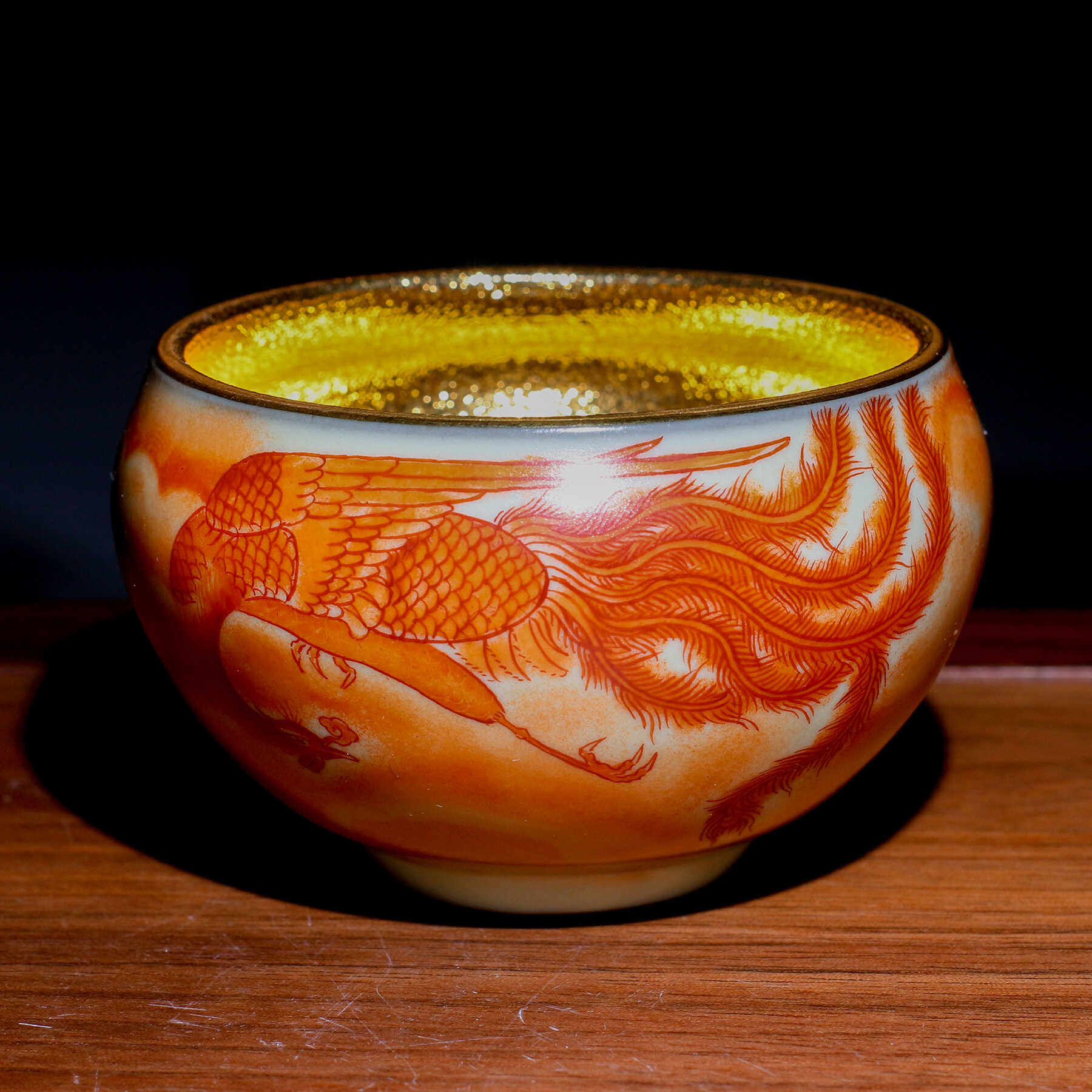 蔡志强建窑建盏鎏金木叶茶器手绘金茶盏茶杯主人杯品茗杯茶器礼品