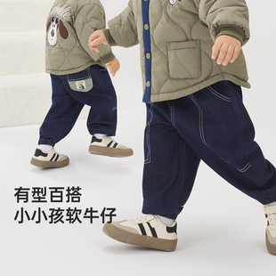 [防褪色]威尔贝鲁儿童牛仔裤春秋款男童裤子宝宝长裤2025新款女童