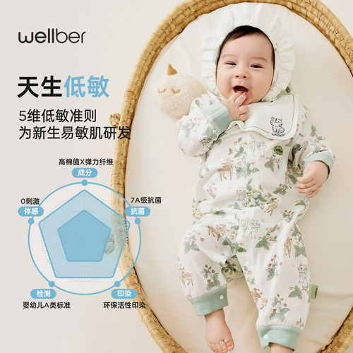 婴儿衣服新生儿连体衣带帽哈服秋