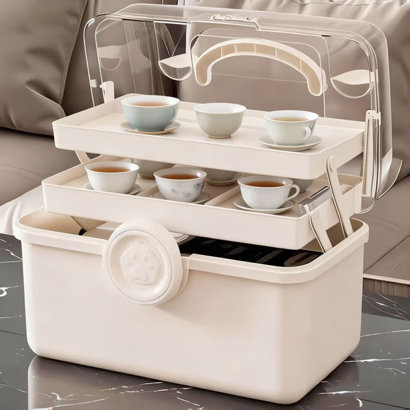 茶具收纳盒防尘透明带盖茶几桌面茶叶茶杯整理存放功夫茶壶置物架