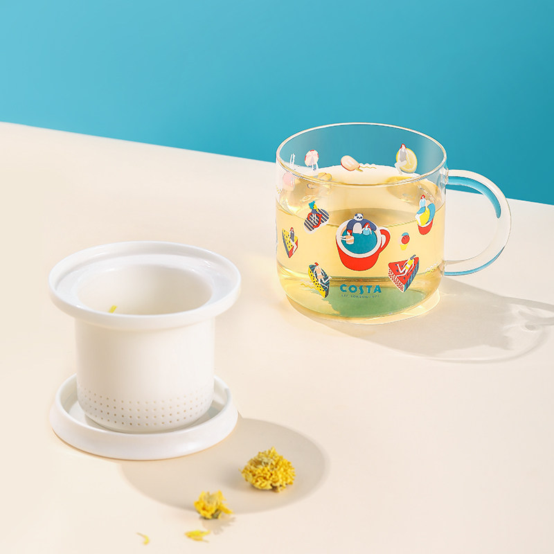 tomic特美刻Costa联名夏日派对茶饮玻璃杯耐热陶瓷水杯子350ml
