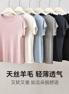 春夏短款莱赛尔天丝显瘦T恤女士