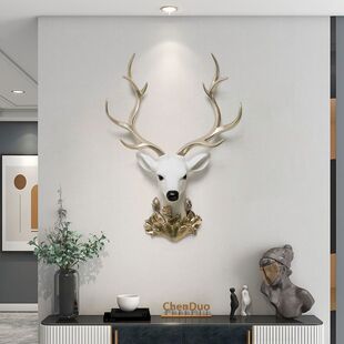 高级感创意招财鹿头墙壁挂件客厅玄关背景墙面装饰品挂饰墙饰壁饰