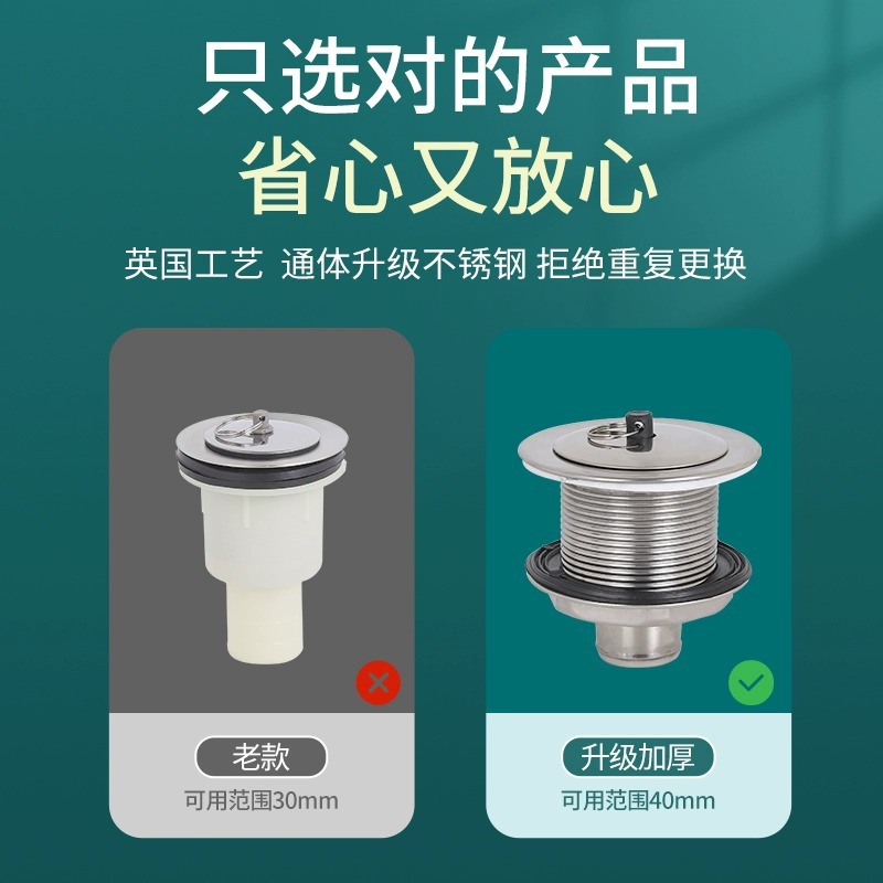 不锈钢拖把池下水器洗脸盆洗衣池下水道防臭下水管漏水管套装