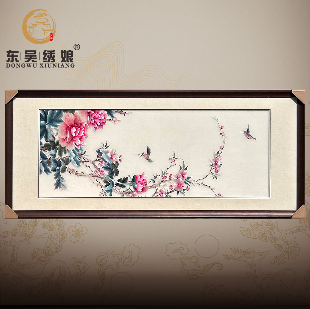 苏州大幅刺绣4丝牡丹花鸟卧室客厅办公室书房纯手工装饰画中式风图片