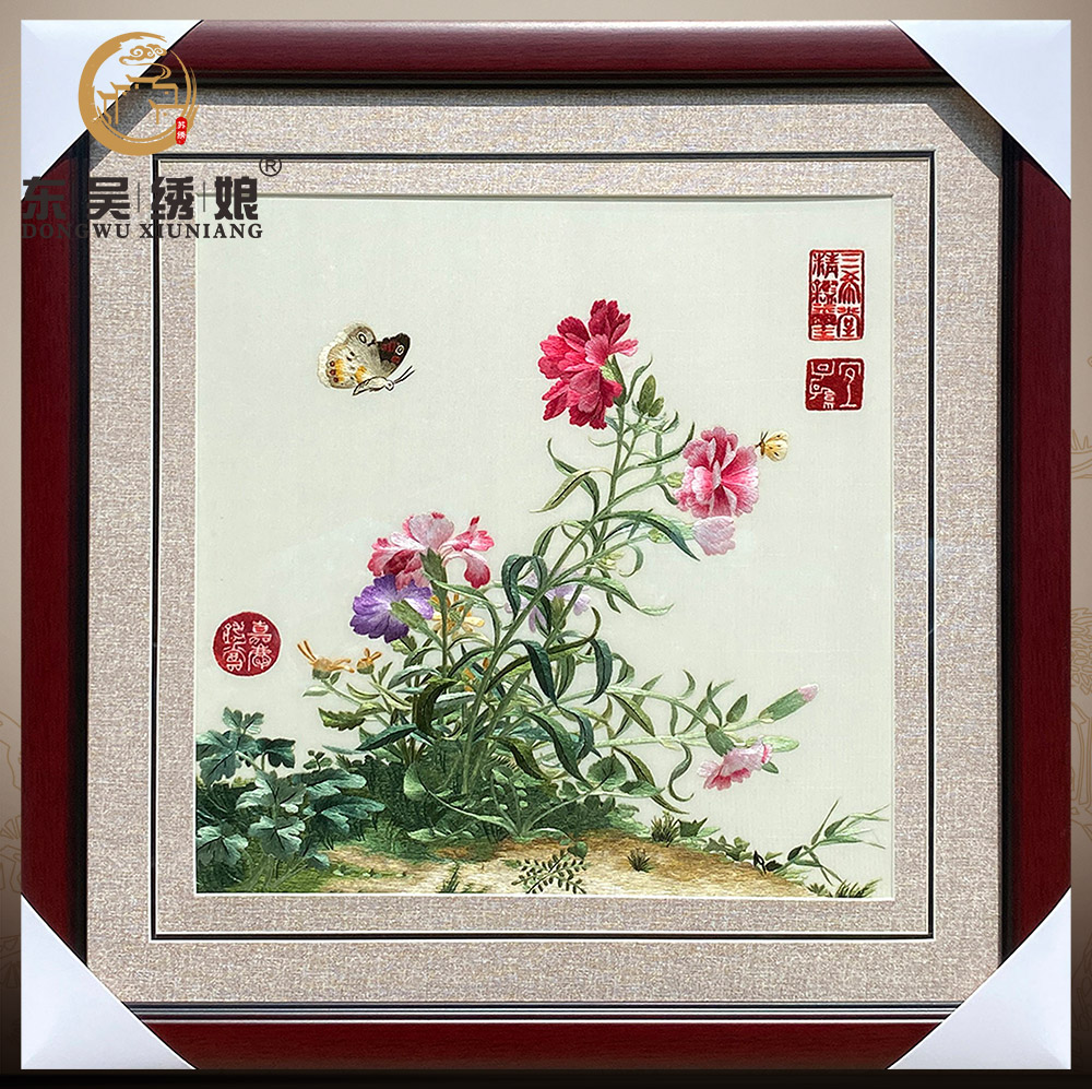 刺绣苏绣挂画装饰画郎世宁小花卧室床头客厅沙发纯手工成品简约风图片