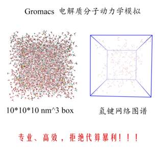 Gromacs分子动力学模拟 结构建模/氢键统计/扩散系数/MSD/RDF计算
