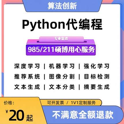 python代编程深度学习接单算法优化辅导讲解nlp模型训练torch代做