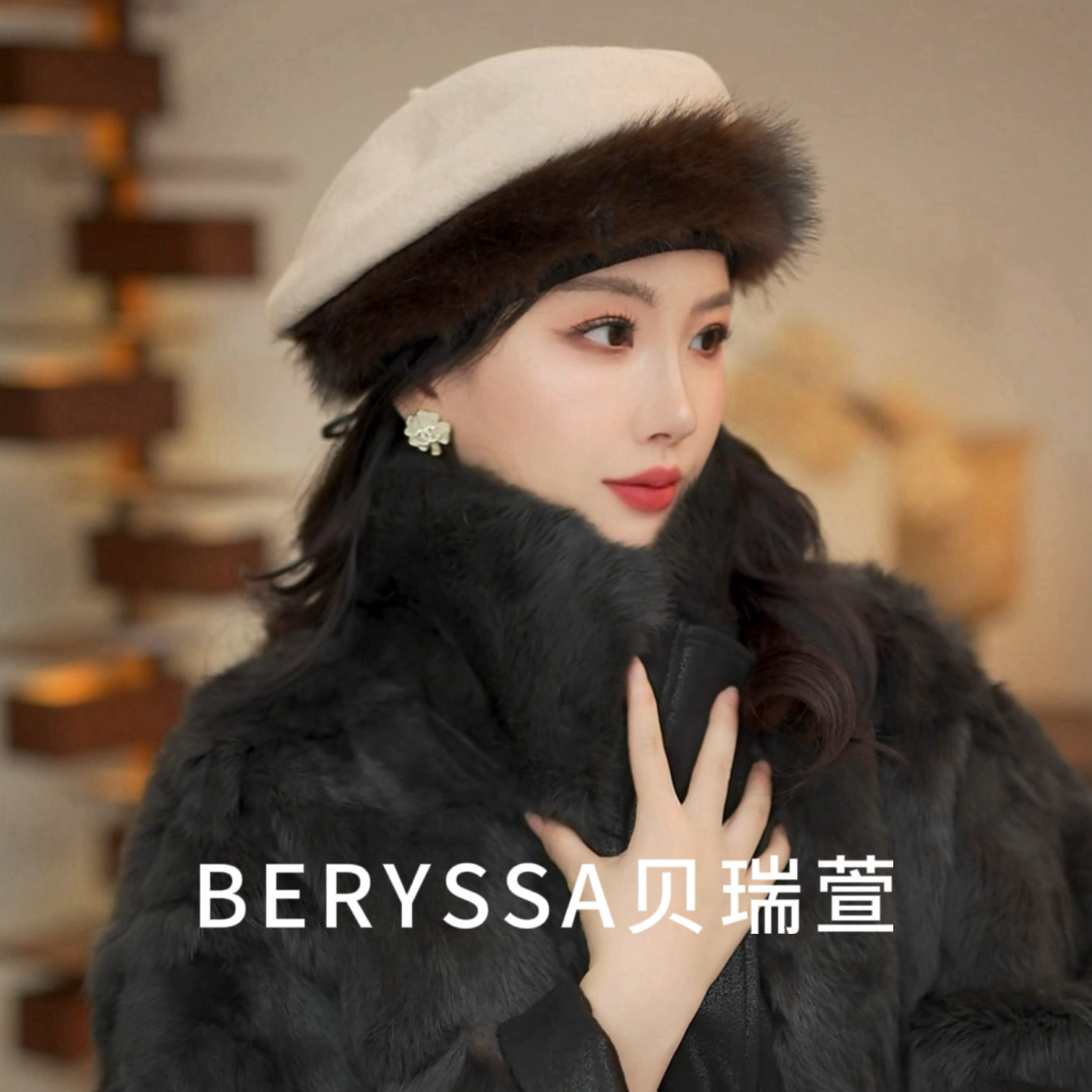 法式优雅新款秋冬显脸小羊毛百搭女复古贝雷帽礼帽MZ6029