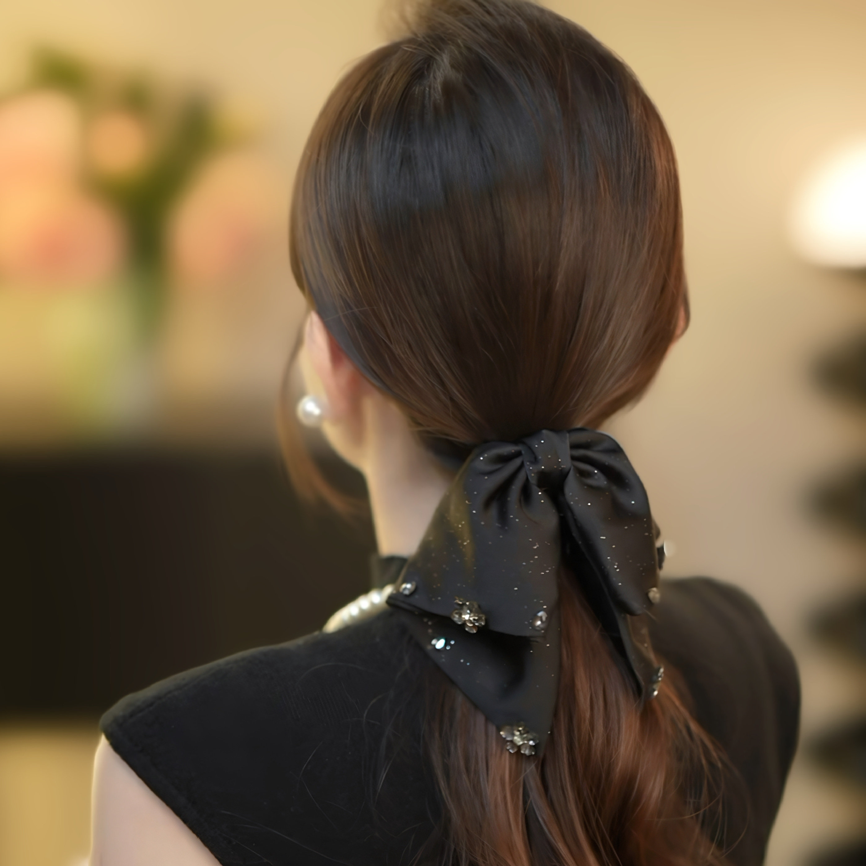 【花&middot;语】轻奢赫本风高级缎面蝴蝶结抓夹头饰发饰发卡