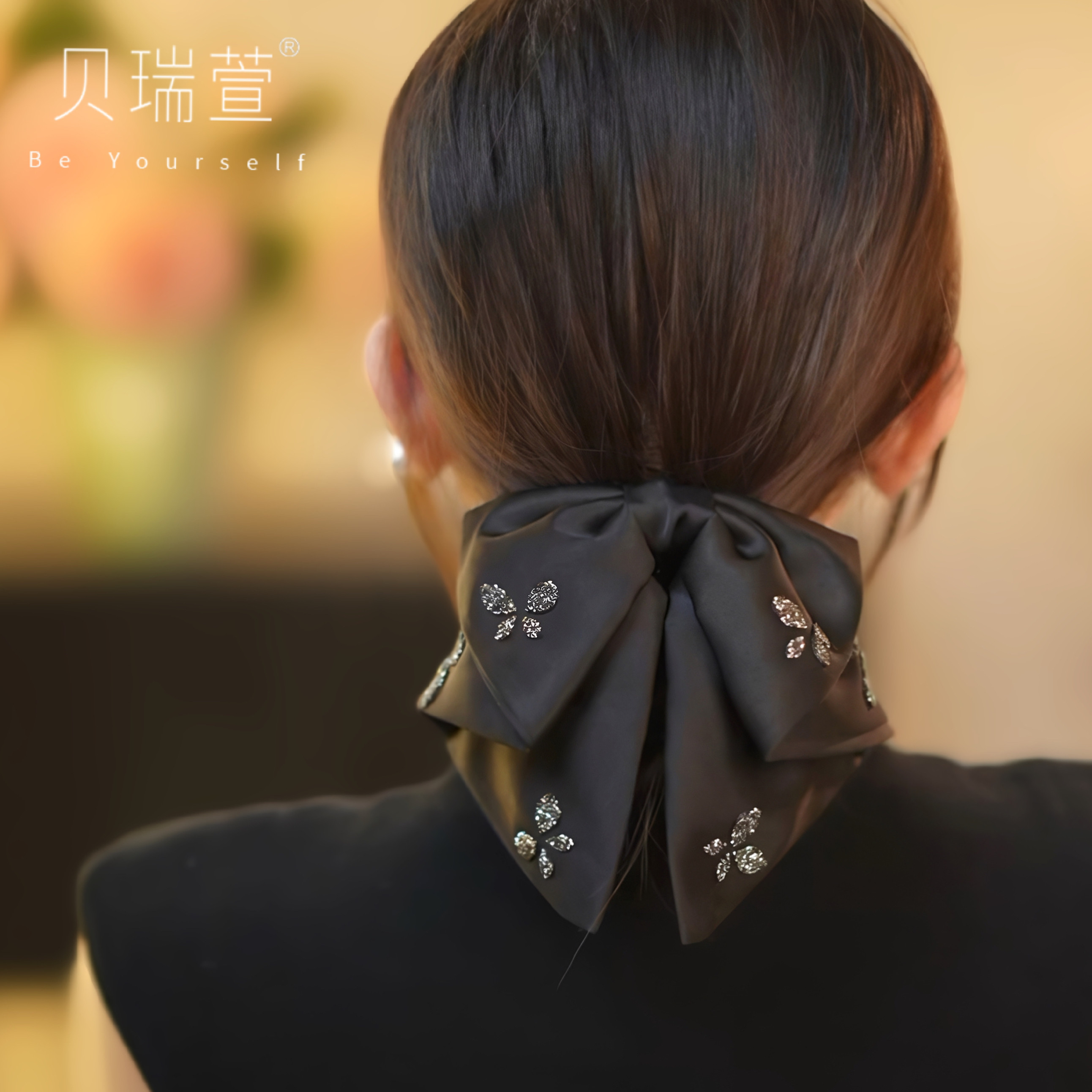 【蝶&middot;雨】轻奢赫本风高级缎面蝴蝶结抓夹头饰发饰发卡