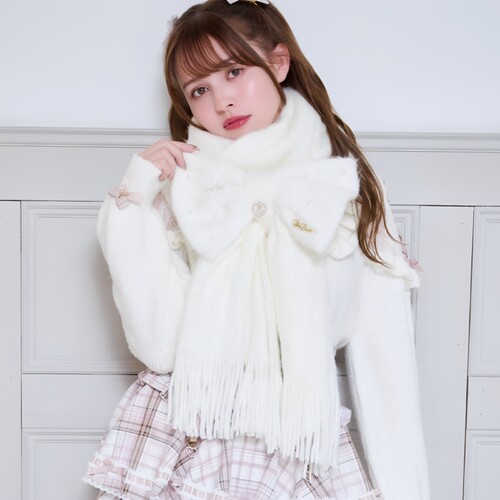 LizLisa蝴蝶结流苏围巾