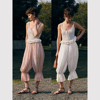 TOP家 浪漫松弛 法式复古chill 慵懒感一裤多穿宽松九分灯笼裤