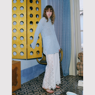 松紧腰棉麻阔腿裤 TOP家 重工马德拉绣花宽松t恤 浪漫复古 法式