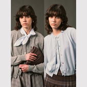 复古学院MIU风 TOP家 法式 多层次时髦造型荃羊毛假两件毛织毛衣