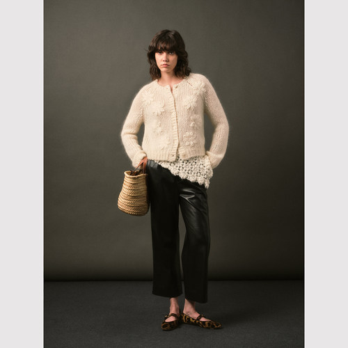 TOP家 时髦单品 法式优雅极简显瘦宽松环保超柔蛋白皮九分皮裤女