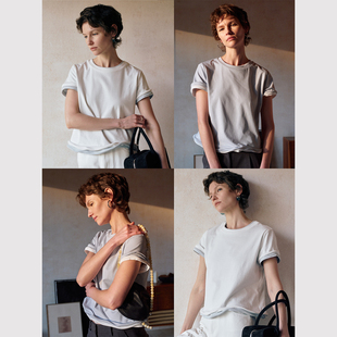 TOP家 随心而动 法式复古创意系列 可造型定型软花边短袖/长袖T恤