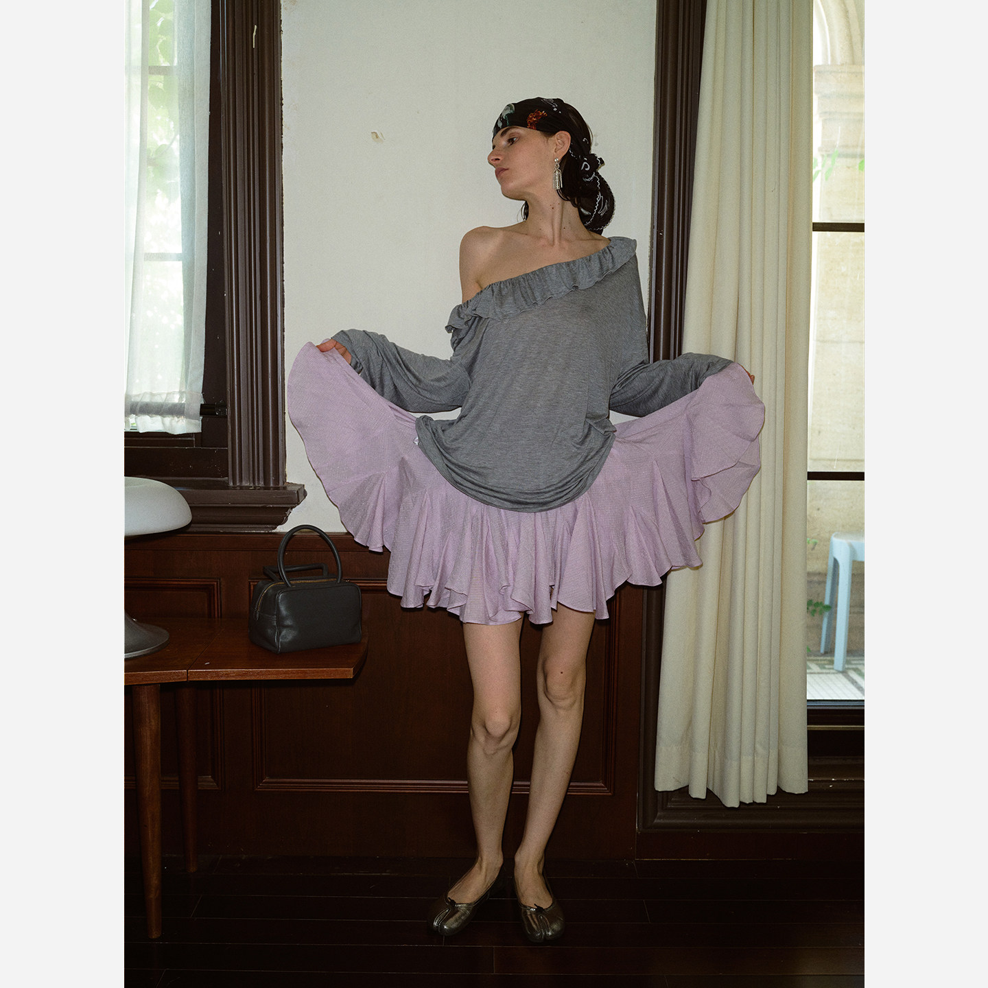 TOP家 灵动氛围 法式浪漫复古飘逸叠搭王者超大摆半身裙