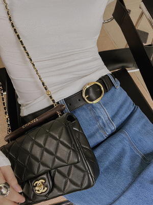 TOP家老钱风金扣头层牛皮腰带