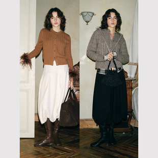 浪漫复古 法式 肌理精纺TR花苞蓬蓬高腰半身裙冬 中世纪贵族 TOP家