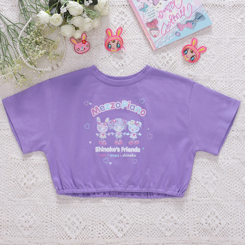 钢琴家童装 日系卡通可爱小兔公主字母印花短袖T恤女儿服