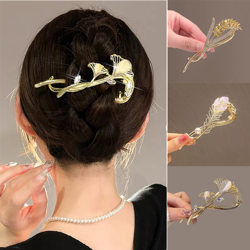 满天星麦穗发夹金属盘发神器轻奢水钻女后脑勺青蛙扣扭夹发卡头饰