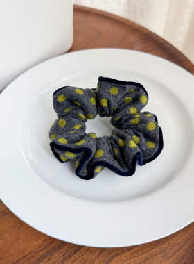 韩国新款羊毛毛呢波点大肠发圈秋冬时尚马尾发圈日韩精品发圈发绳