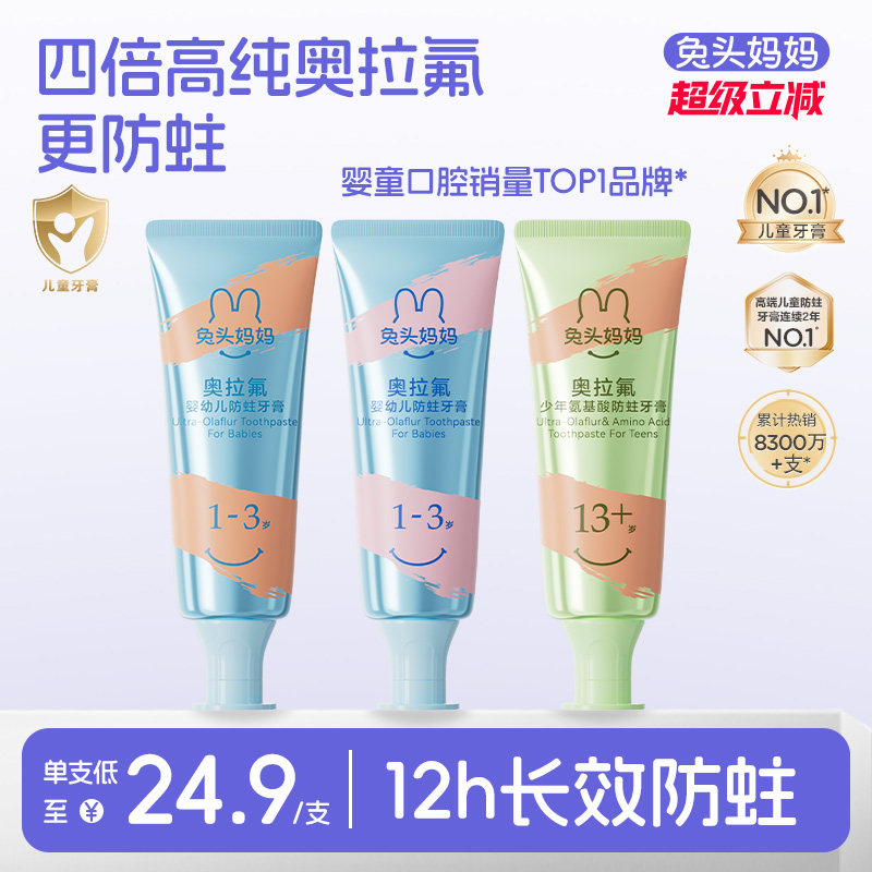 兔头妈妈奥拉氟儿童防蛀牙膏