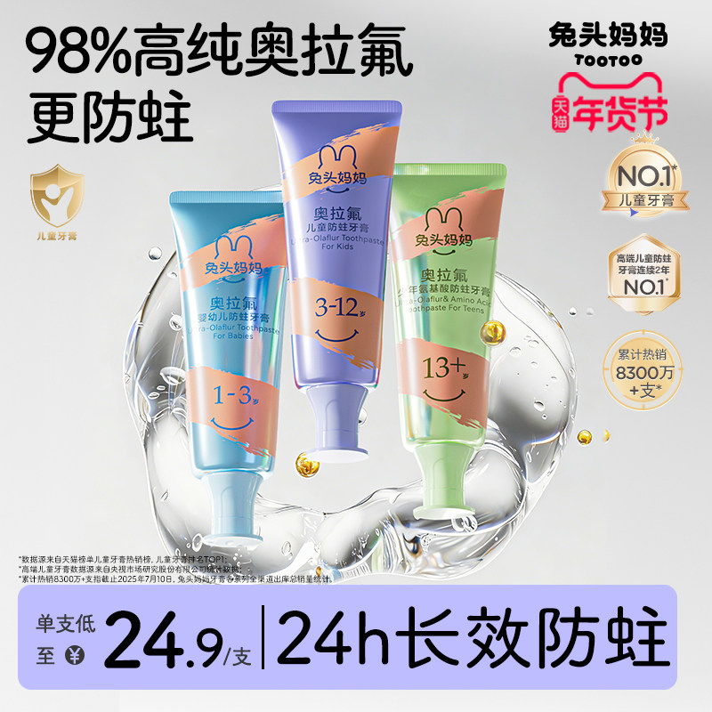 兔头妈妈儿童牙膏高纯奥拉氟儿童含氟牙膏防蛀牙龋齿3-6-12岁宝宝,婴童洗护,牙膏,淘宝优惠券,粉丝福利购,淘宝优惠卷