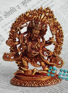 3寸黑六臂玛哈嘎拉尼泊尔铜佛像