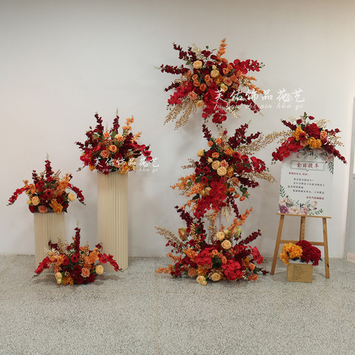 4s店交车仪式区展厅布置装饰假花