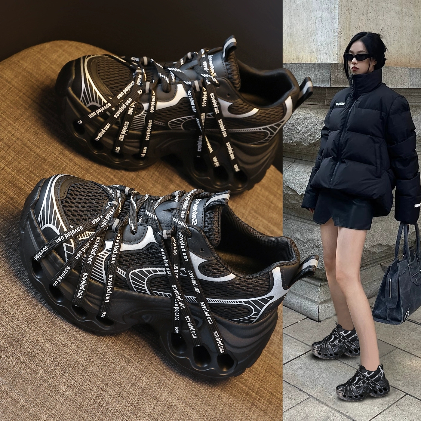 厚底内增高ins网红爆款老爹鞋女