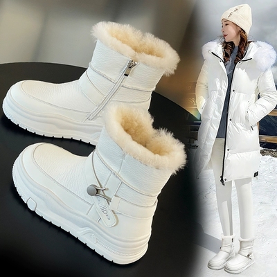 厚底白色雪地鞋加绒加厚保暖棉鞋