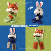 朱迪尼克狐狸毛绒帽子围巾一体手套三件套女冬季 加绒加厚保暖防寒