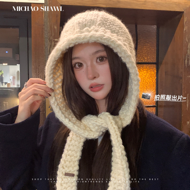 巴拉克拉法帽女2025新款粗针织毛线帽大头围显脸小保暖套头帽秋冬,服饰配件/皮带/帽子/围巾,帽子,淘宝优惠券,粉丝福利购,淘宝优惠卷
