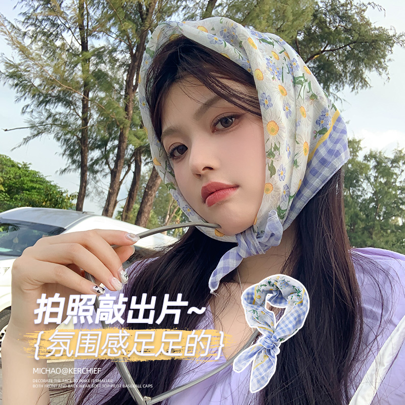 春夏季法式田园风海边氛围感头巾