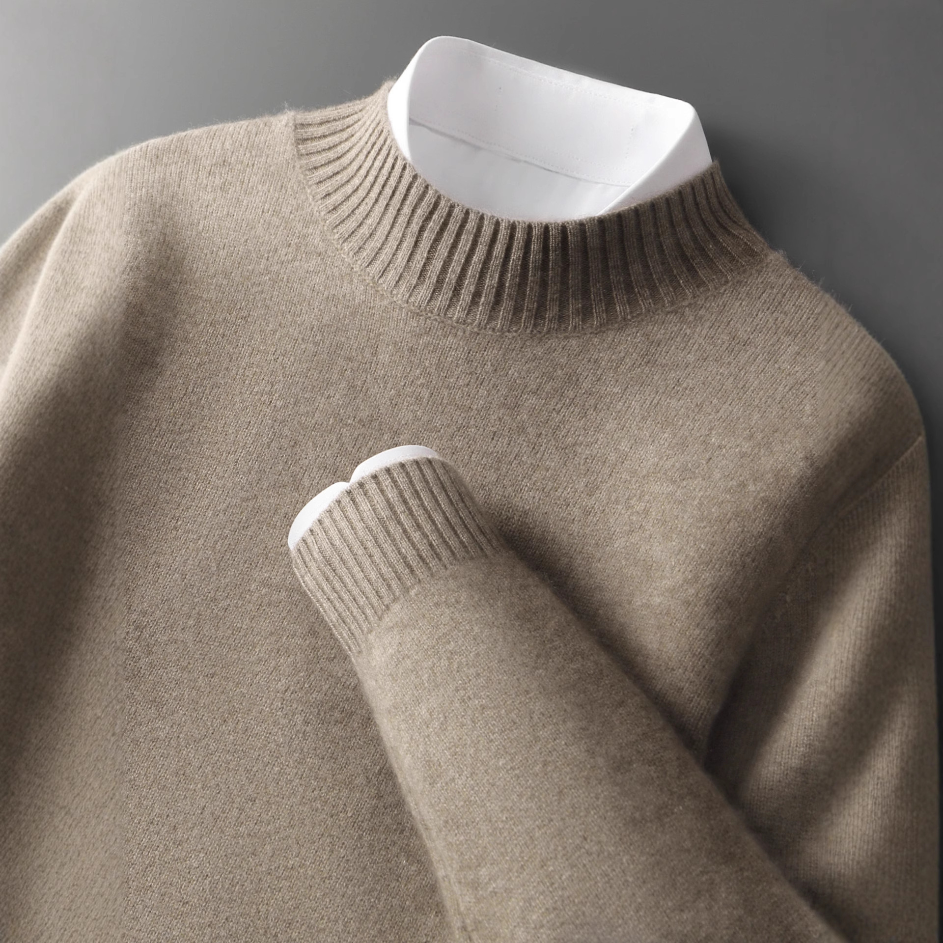 秋冬新款宽松大码针织打底衫羊毛衫商务山羊绒衫男半高领加厚毛衣