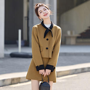 BX6123 羊毛外套上短裙两件套裙 小香风气质名媛套装 女2025秋冬季
