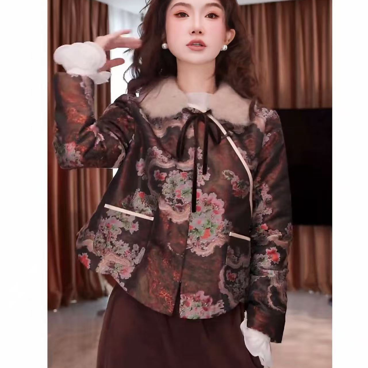 新中式国风女装外套2025新款气质感复古小众盘扣棉衣外套