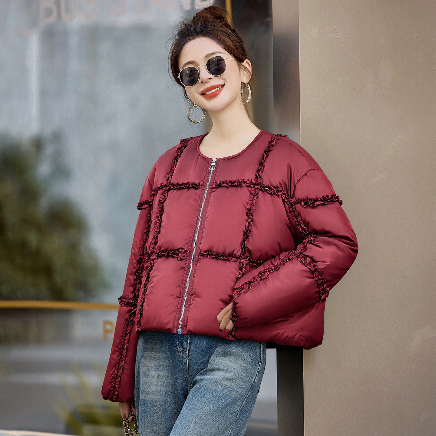 时尚外套小香风花边设计新款白鸭绒2025冬季小个子羽绒服女HR261