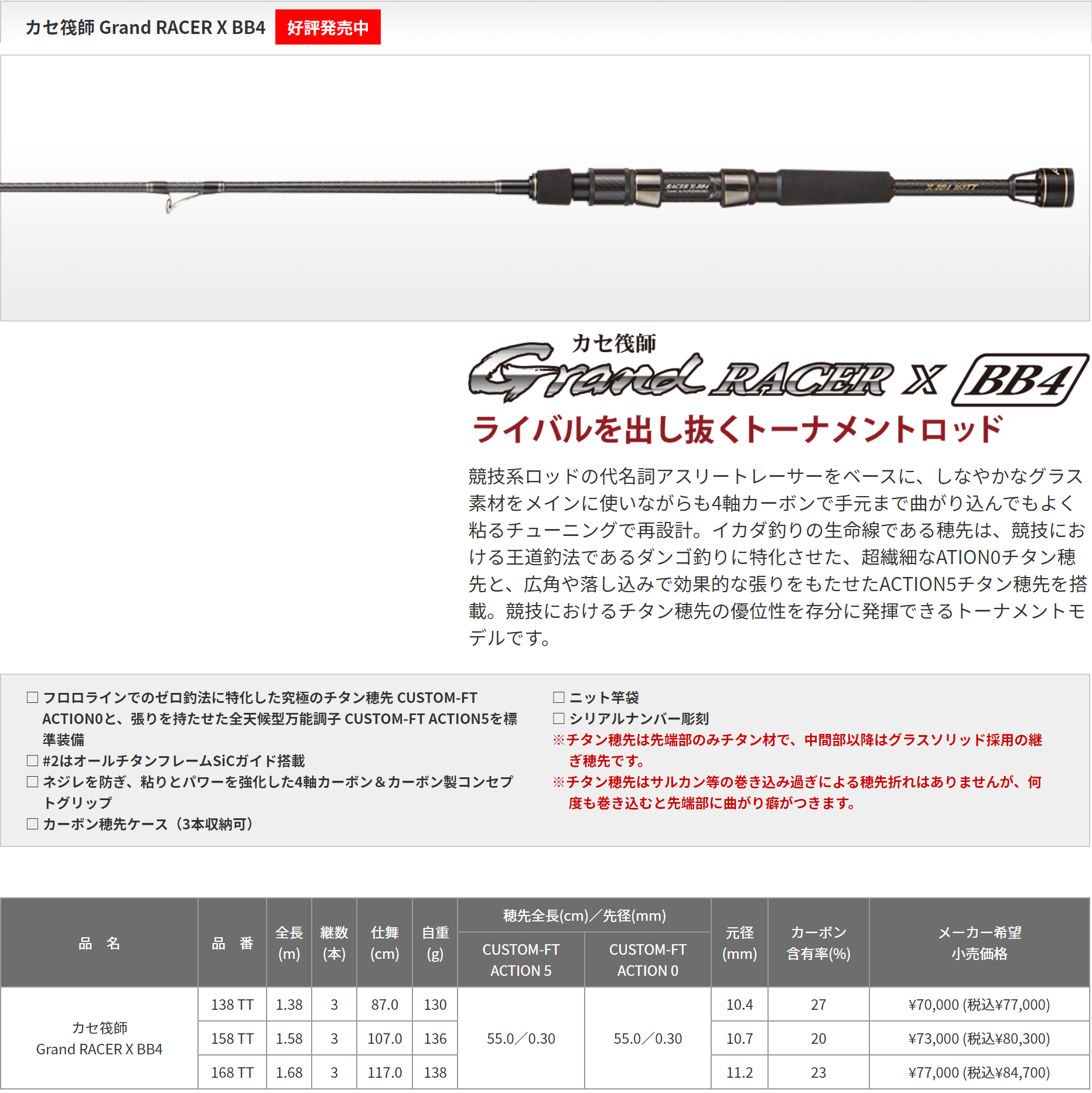 筏钓竿GrandRACER黑鲷工房