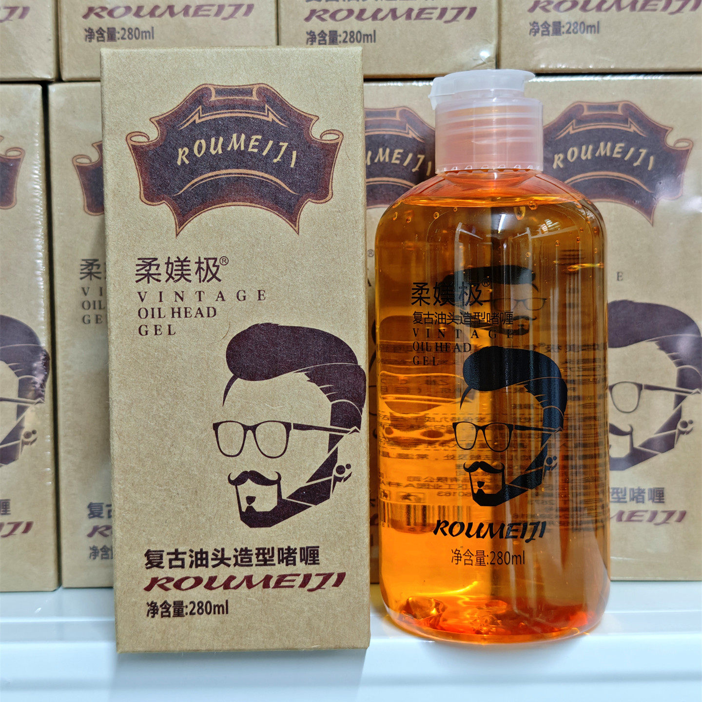 柔媄极美式油头膏复古大背头油定型啫喱男士特硬蓬松造型正品包邮