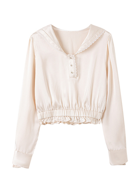 csk丘比特 彗星Comet 海军领doll感光泽精致衬衫缎面衬衣垂坠丝滑