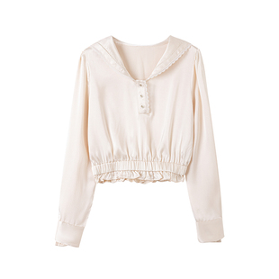 csk丘比特 彗星Comet 海军领doll感光泽精致衬衫缎面衬衣垂坠丝滑