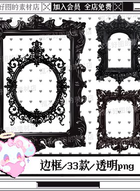 复古欧式哥特边框相框装饰透明底png图片原创美工设计水印素材